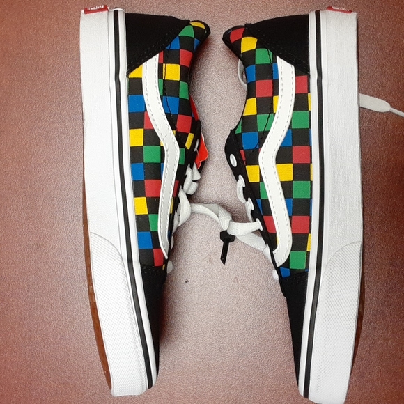 LAST CALL!!  Vans Ward Rainbow Checkered Youth Shoes Sz 3 - Picture 5 of 7